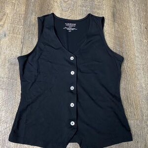 Adrienne Vittadini Ponte Classic Black Rayon Vest - Size Small